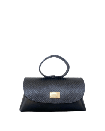 Hana Black Python Skin w Shiny Black nappa