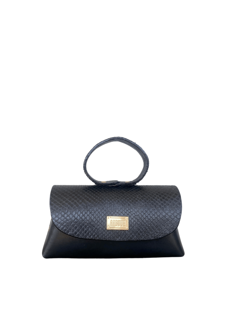 Hana Black Python Skin w Shiny Black nappa