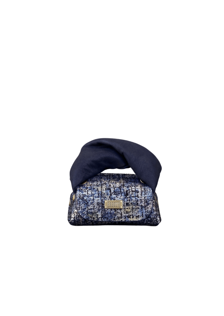 Lily Silver Tweed Effect with Blue Suede