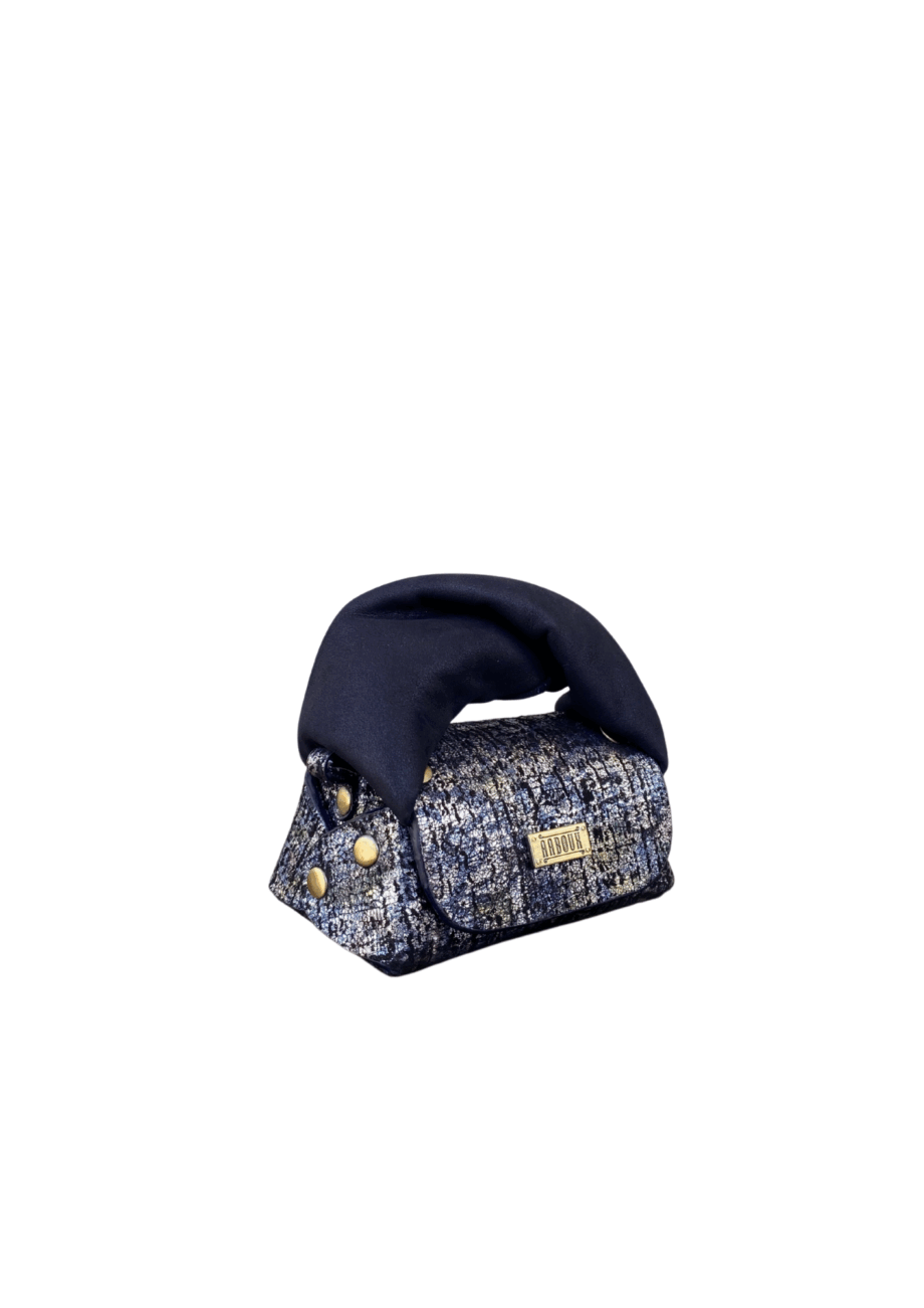 Lily Silver Tweed Effect with Blue Suede
