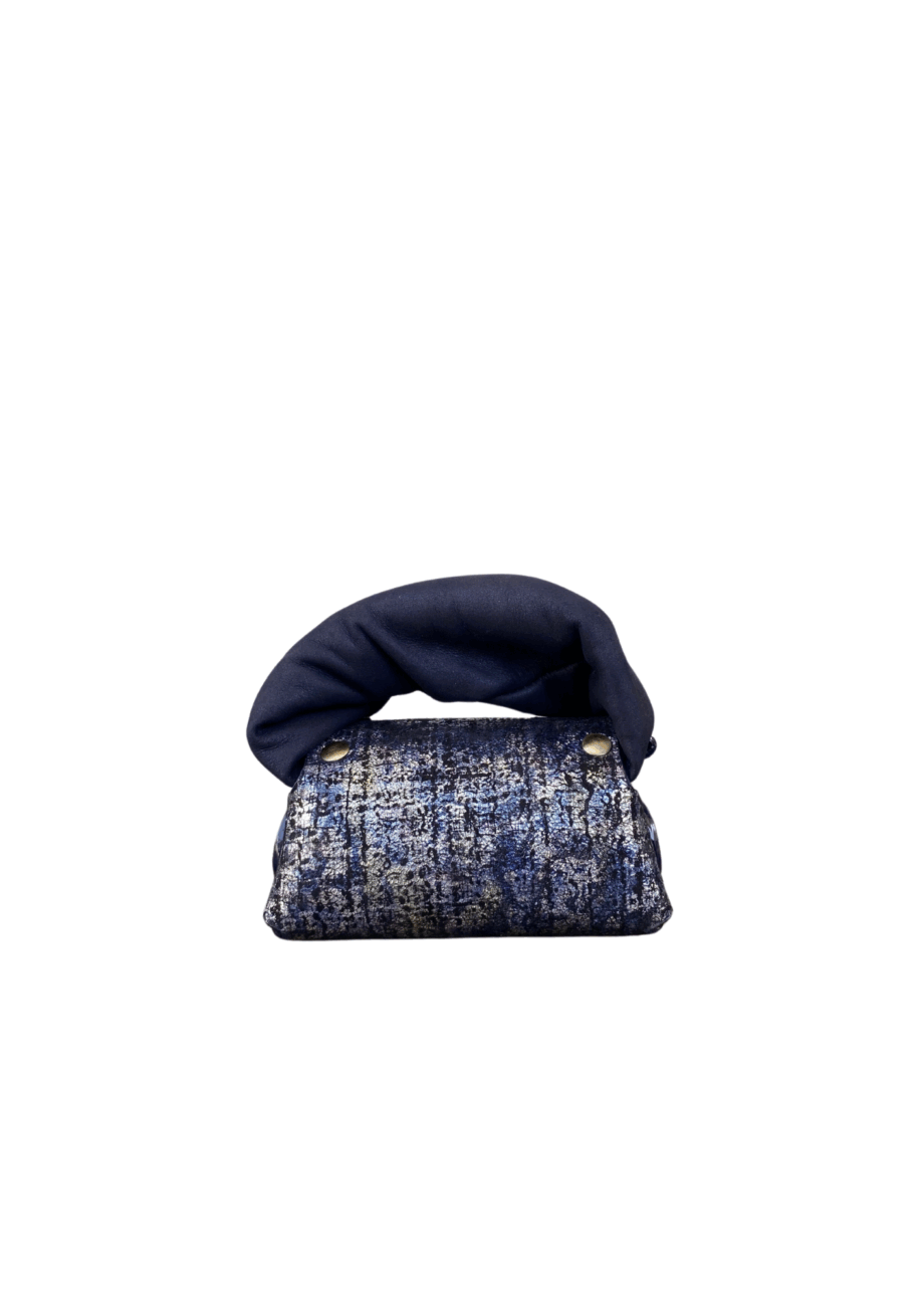 Lily Silver Tweed Effect with Blue Suede