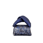 Lily Silver Tweed Effect with Blue Metallic Leather
