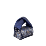 Lily Silver Tweed Effect with Blue Metallic Leather