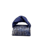 Lily Silver Tweed Effect with Blue Metallic Leather