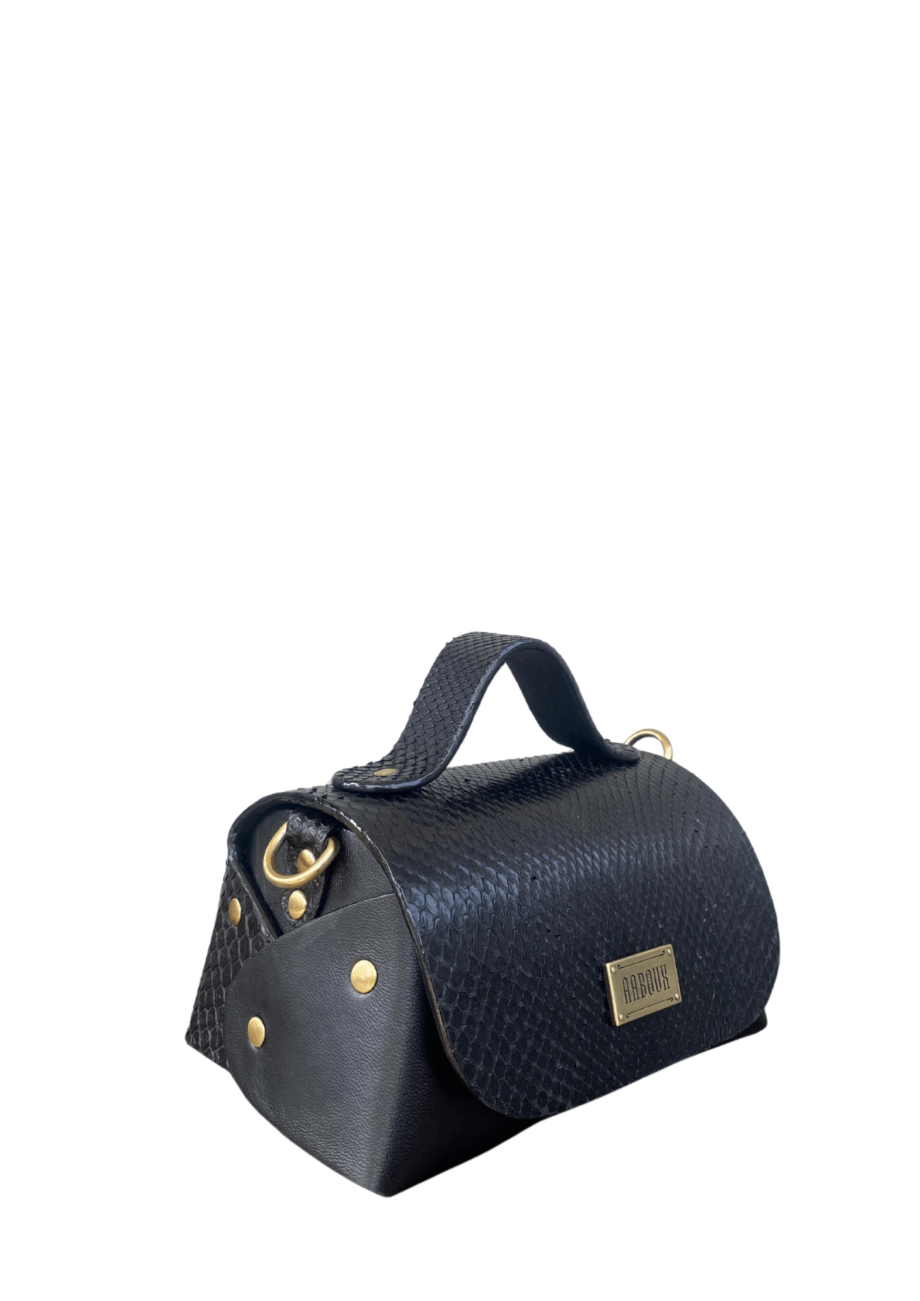 Mira Black Python Skin w Shiny Black nappa
