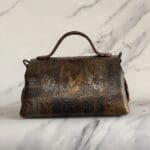 Mira Brown Hieroglyphics Pattern Leather