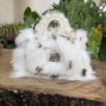 Kach White & Brown Spot Rabbit Fur