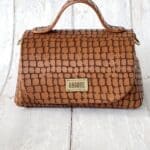 Mira Brown Crocco Mini Embossed