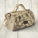 Mira Cream & Grey Floral Embossed Pony & Grey Saffiano