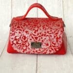 Mira Red Nappa & Silver Floral Print On Red Suede