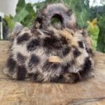 Kach Brown Cheetah Print Rabbit Fur