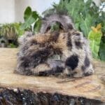 Kach Brown Cheetah Print Rabbit Fur