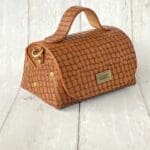 Mira Brown Crocco Mini Embossed