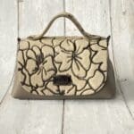 Mira Cream & Grey Floral Embossed Pony & Grey Saffiano