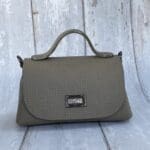 Mira Light Grey Check Print Leather