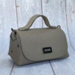 Mira Light Grey Check Print Leather