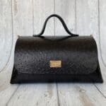 Mila Black Ostrich Print Leather