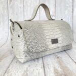 Mila White And Grey Croc Print Leather