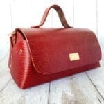 Mila Deep Red Lizard Print Leather