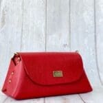 Mona Red Lizard Print Leather