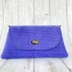Mona Blue Herringbone Print On Suede