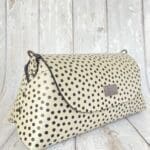 Mona Black And White Poka Dot Print Leather