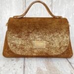 Mira Gold Glitter On Brown Suede