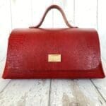 Mila Deep Red Lizard Print Leather