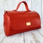 Mila Red Lizard Print Leather