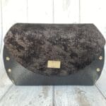 Mags Black Embossed Haircell Leather And Black & Gold Tweed Effect Print