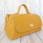 Mila Yellow Check Embossed Leather