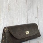 Lyla Brown Shiny Lizard Print Leather