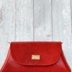 Mona Red Lizard Print Leather