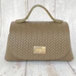 Mira Army Green Giant Woven Embossed Leather