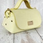 Mira Pastel Yellow Lizard Print Leather