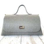 Mila Dark Grey Check Embossed Leather