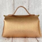 Mira Rose Gold Shimmery Pebble Grain Leather