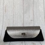 Lyla Silver And Black Mosaic Print Leather & Black Shiny Abstract Print