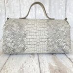 Mila White And Grey Croc Print Leather
