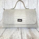 Mila White And Grey Croc Print Leather