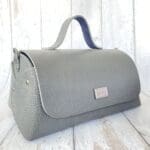 Mila Dark Grey Check Embossed Leather