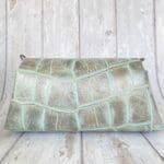 Mona Mint & Grey Giant Crocco Embossed Leather