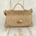 Mira XO Gold & Bronze Pinstripes Print Leather