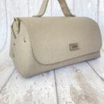 Mila Light Grey Check Embossed Leather