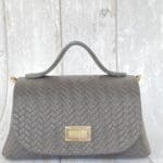 Mira Dark Grey Giant Woven Embossed Leather