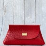 Mona Red Ostrich Print Leather