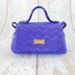 Kach Blue Herringbone Print on Suede