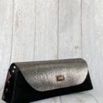 Lyla Silver And Black Mosaic Print Leather & Black Shiny Abstract Print