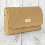 Di'ja Beige Check Embossed Leather Gold Beige