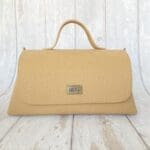 Mila Beige Check Embossed Leather